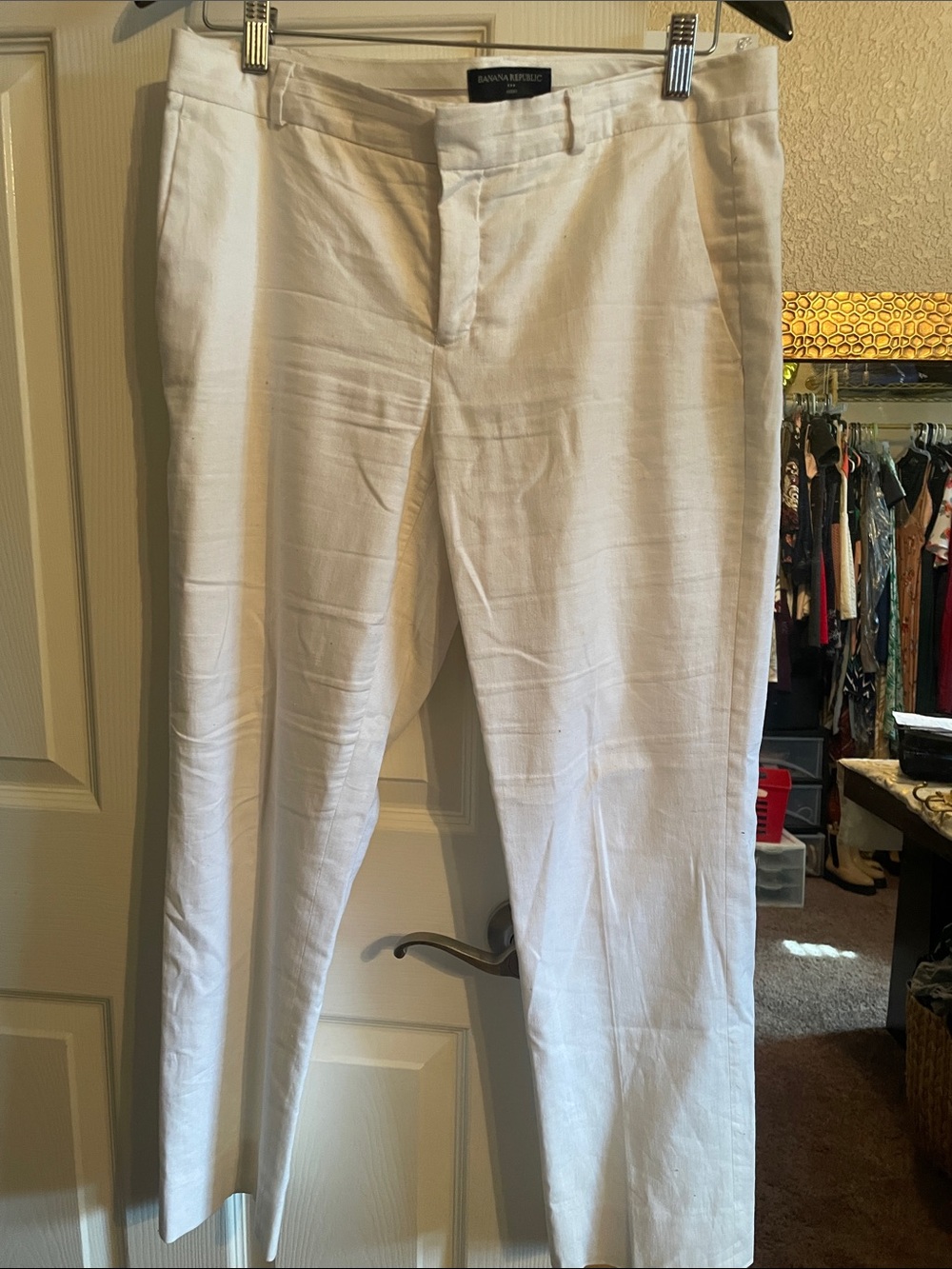 Banana Republic White Linen-Blend  Pants